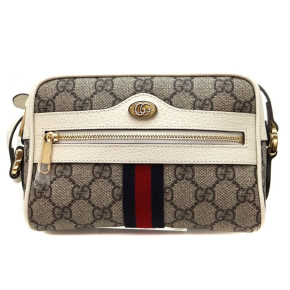 Gucci Ophidia Shoulder Bag GG Canvas Leather Brown Beige White - Picture 1 of 10